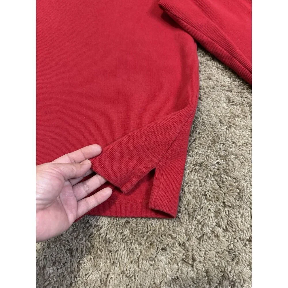 POLO RALPH LAUREN VTG Men Sweater Red Pony Quarter Zip Knit Sweatshirt Preppy XL